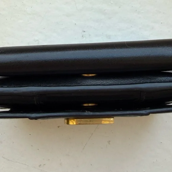 Balenciaga Hourglass Mini Black Calfskin Wallet with Gold Logo - Picture 11 of 15